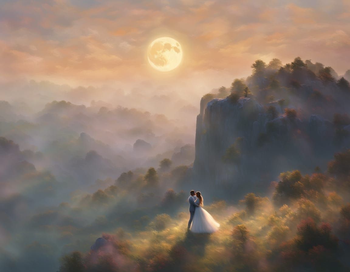 Lovers Dancing in Moonlit Impressionism