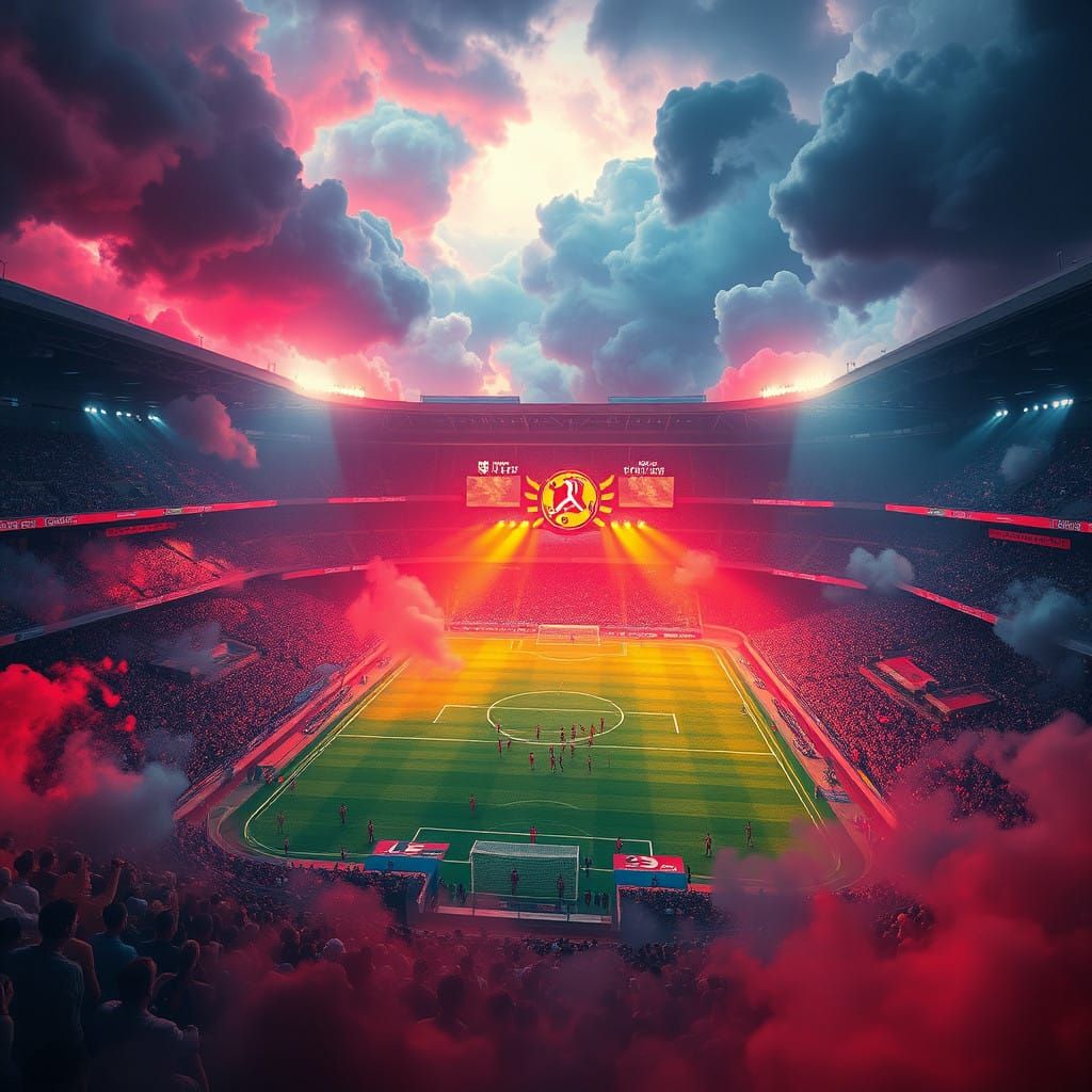 Surreal Soccer Stadium in Dreamlike Fantasy Environment