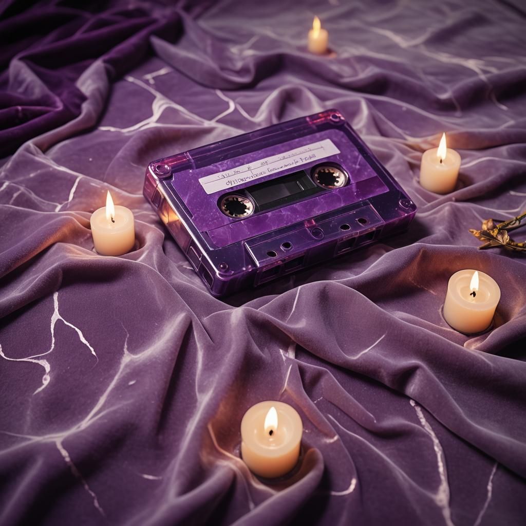 Purple Marble Cassette Tape with Ethereal Lighting