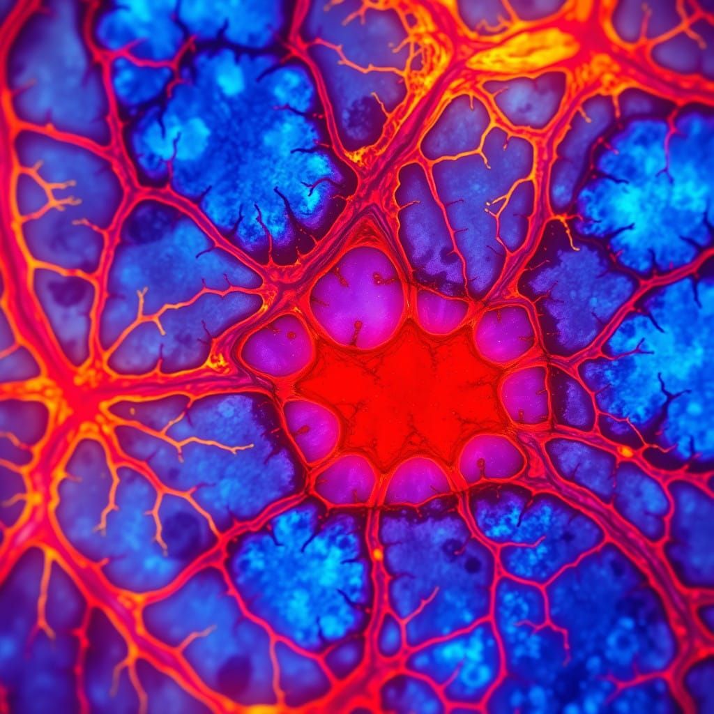 Vibrant Skin Histology Microscopic Art