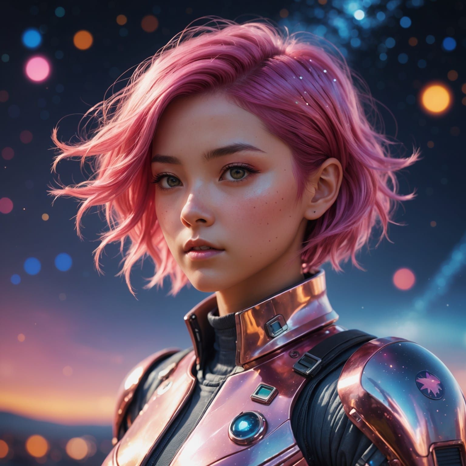 Astronaut Girl in Windstorm: 3D Anime Concept Art