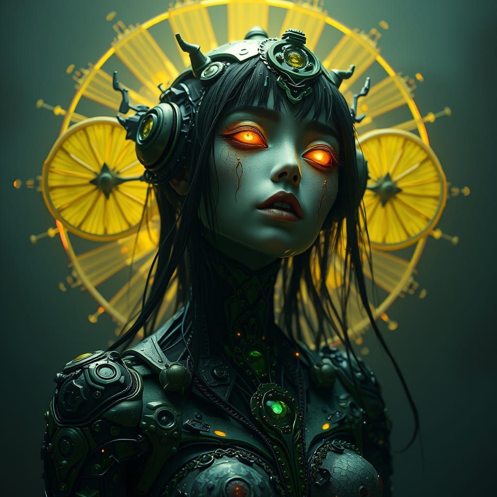 Biomechanical Goddess in Dark Futuristic Style
