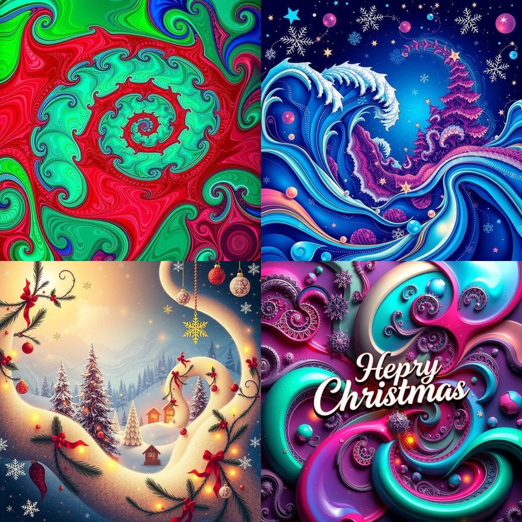 Fractal Christmas Greeting in Zentangle Style