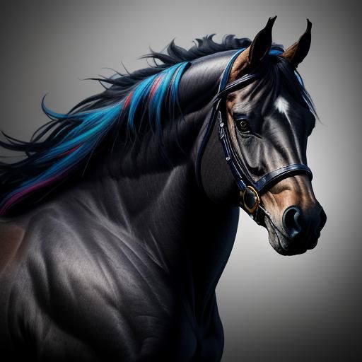 Majestic Horse Head in Hyperrealistic Digital Art