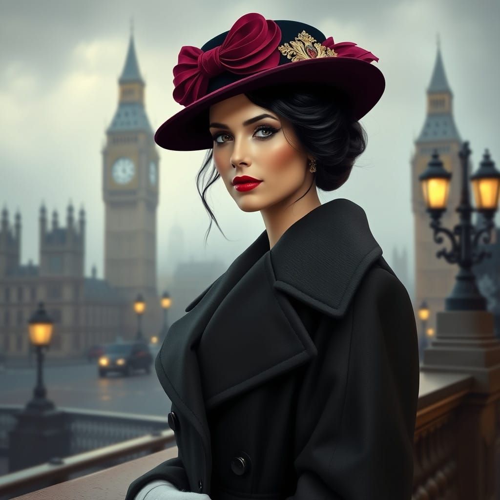 Regal Beauty Against London Cityscape