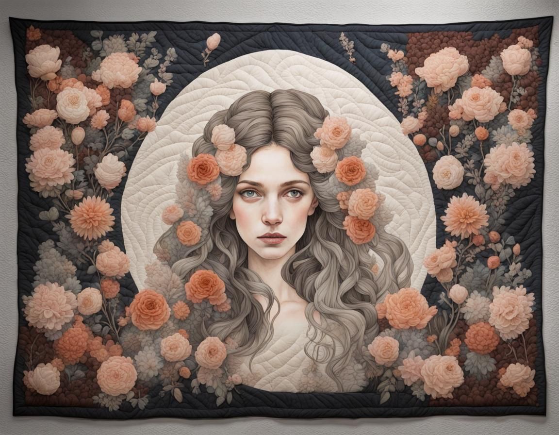 Ethereal Handmade Quilt with Mythological Folklore