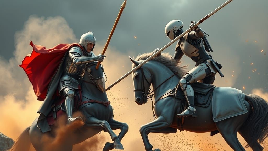 Medieval Knight vs Robot in Epic Joust