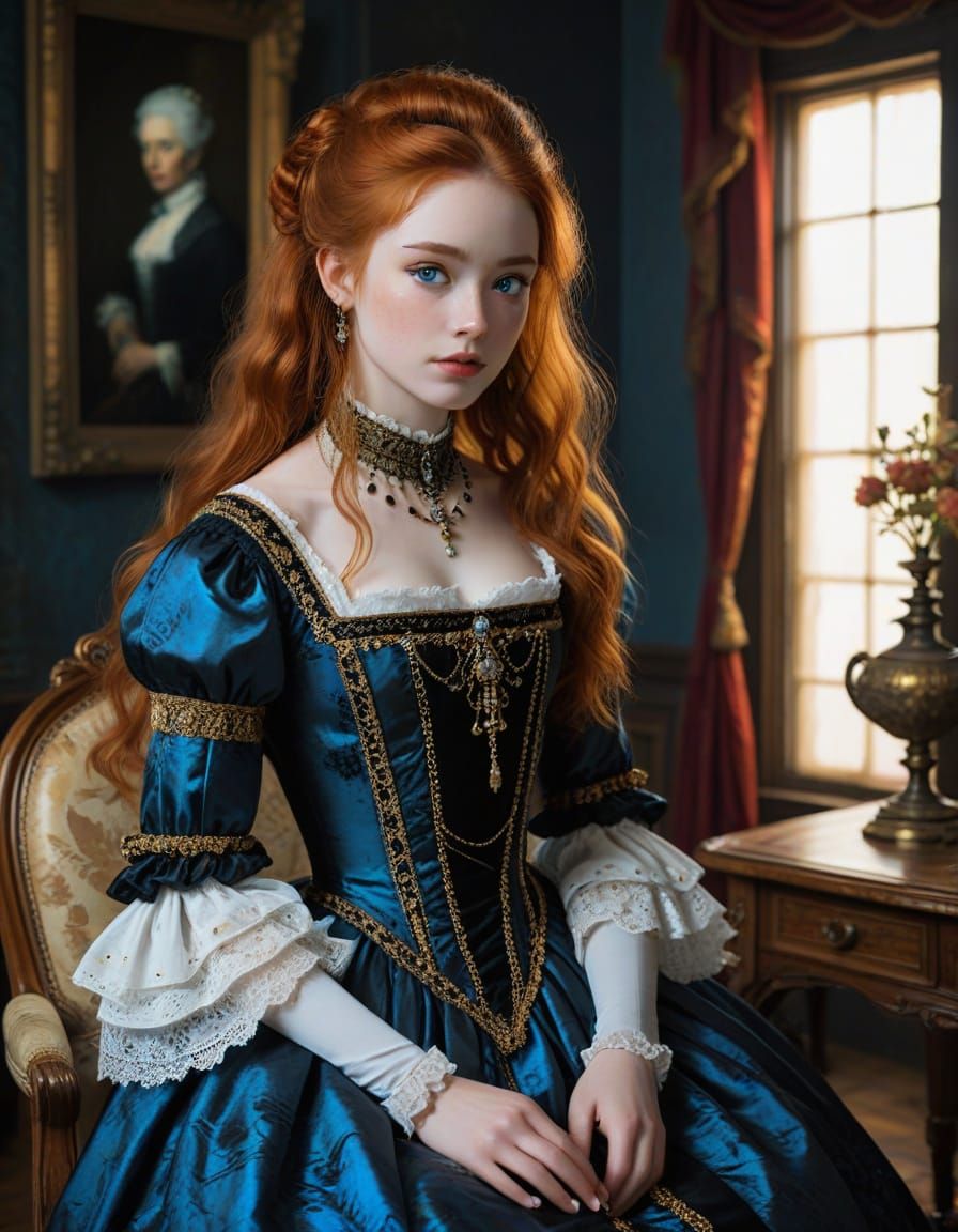 Charming Android Girl in Victorian Attire