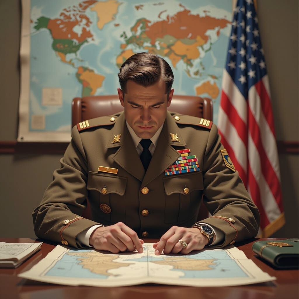 War-Weary Strategist Longs for Peace in Digital Painting Sty...