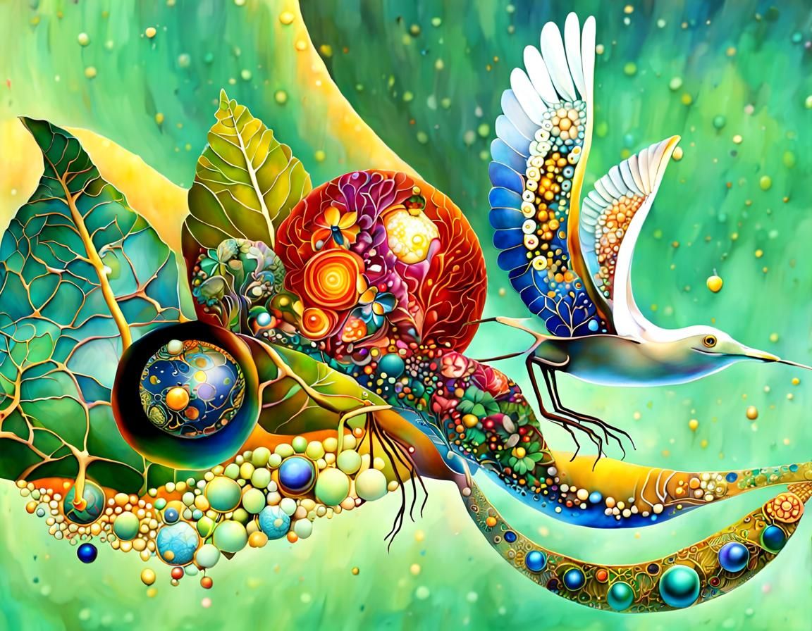 Fractal Australian Flora with Whale Skeleton Inclusions