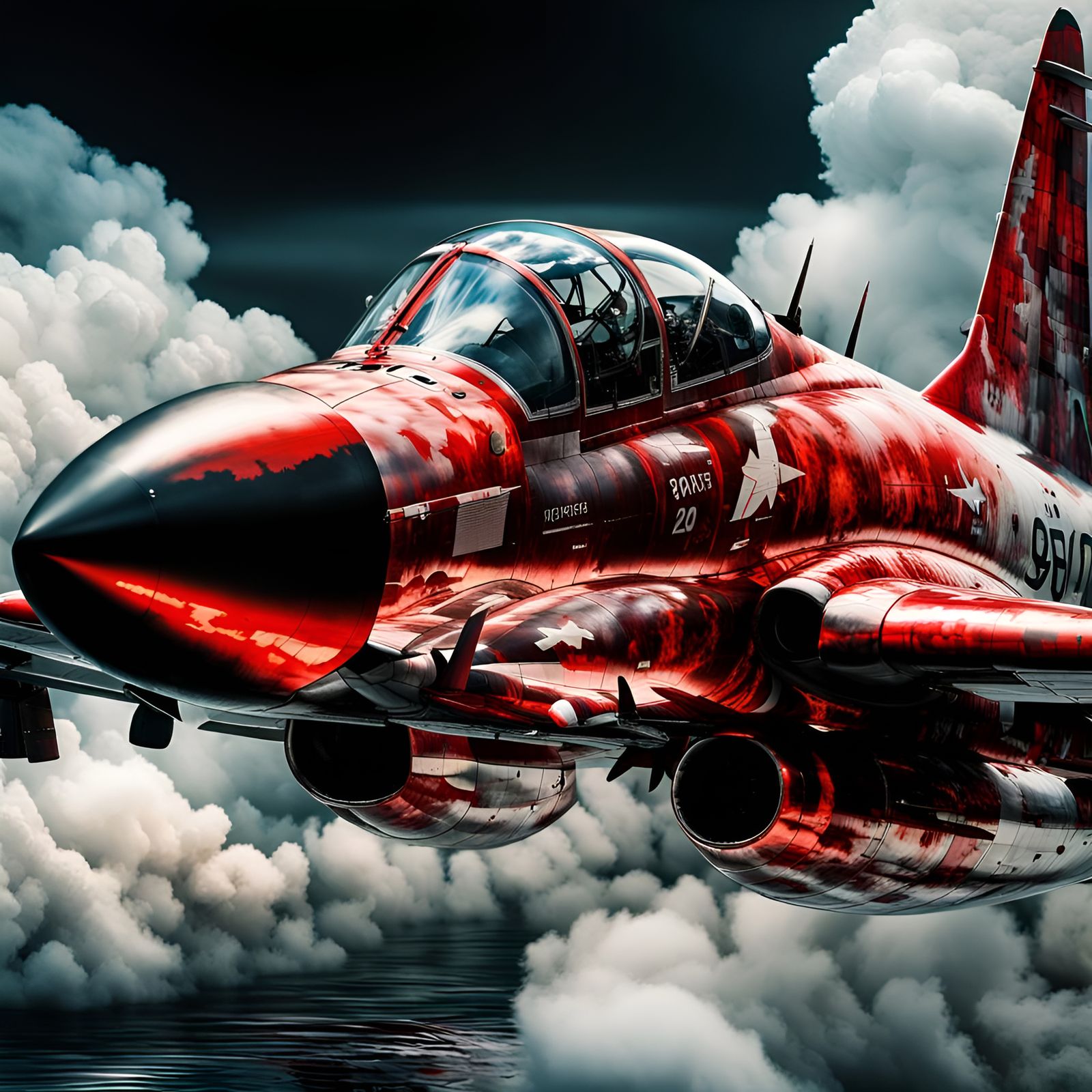 Dystopian Fighter Plane Double Exposure in Digital Art