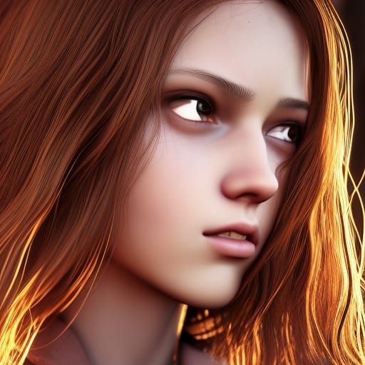 Teenage Girl Portrait in 3D Game Cinematic Style