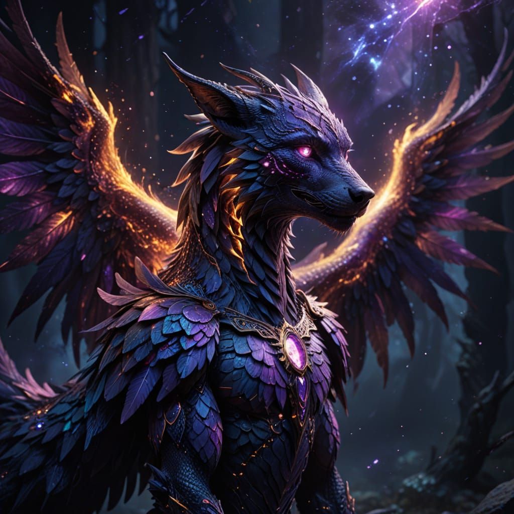 Majestic Ender Wolf Hybrid in Dark Fantasy Style