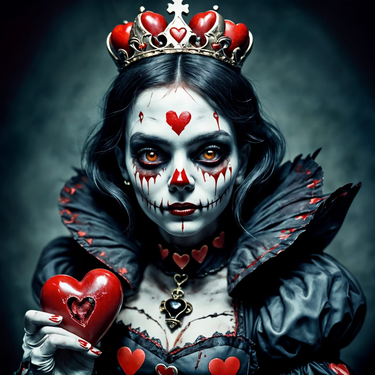 Terrifying Queen of Hearts with Bloody Heart