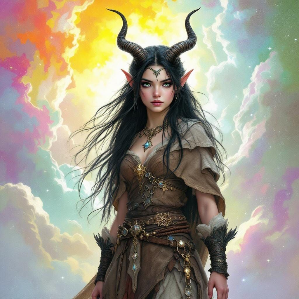 Elven Huntress Goddess in 80s Airbrush Style