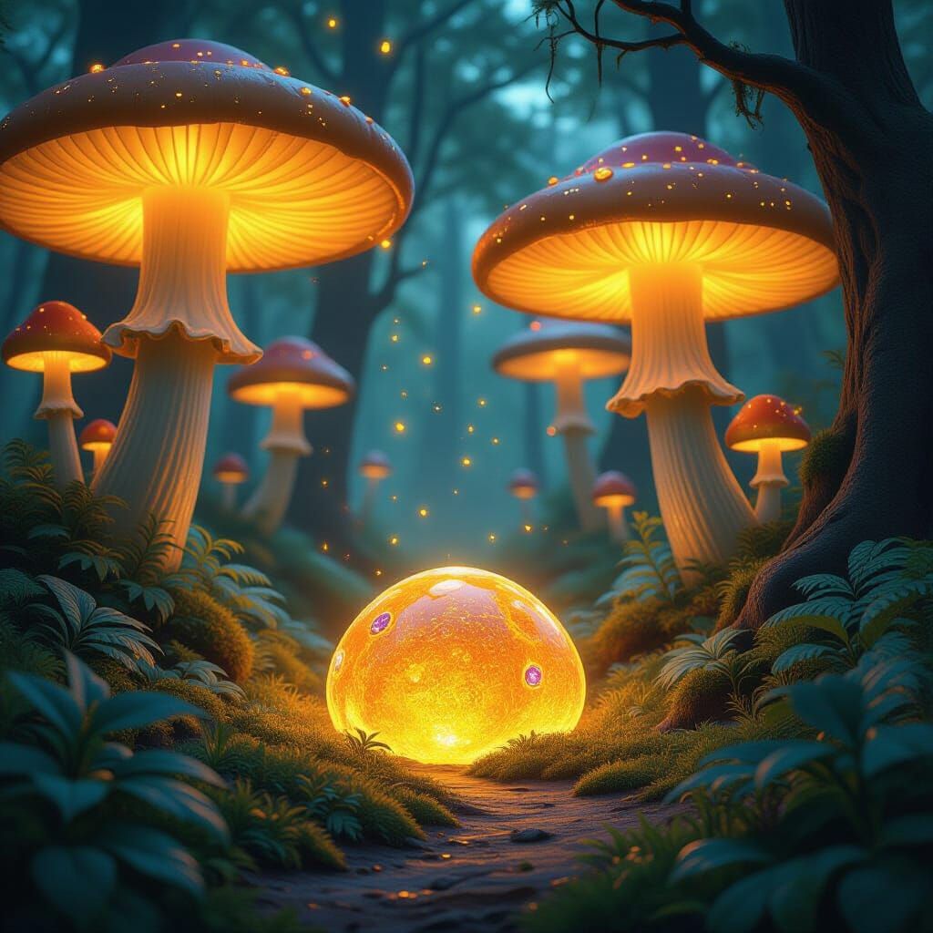 Enchanted Twilight Forest of Glowing Mushrooms