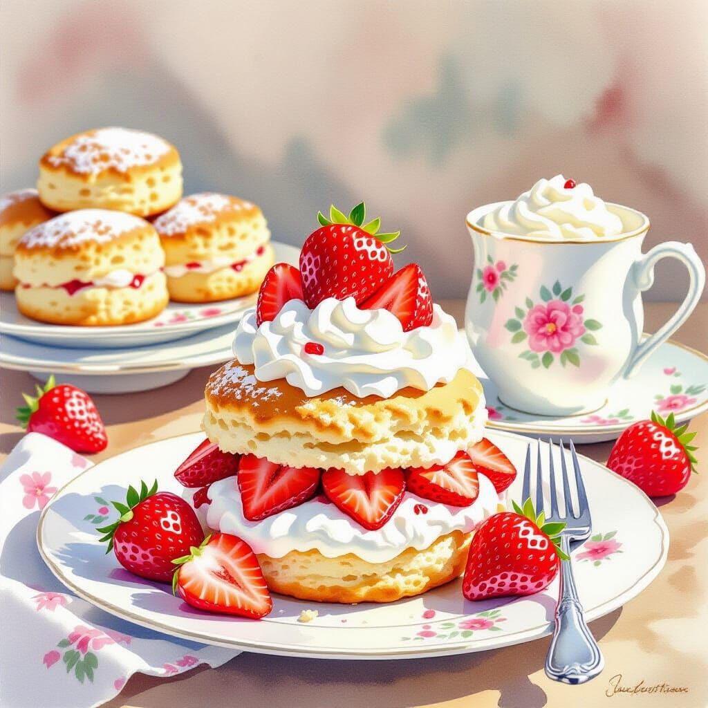 Strawberry Shortcake Dessert in Cozy Bakery Style