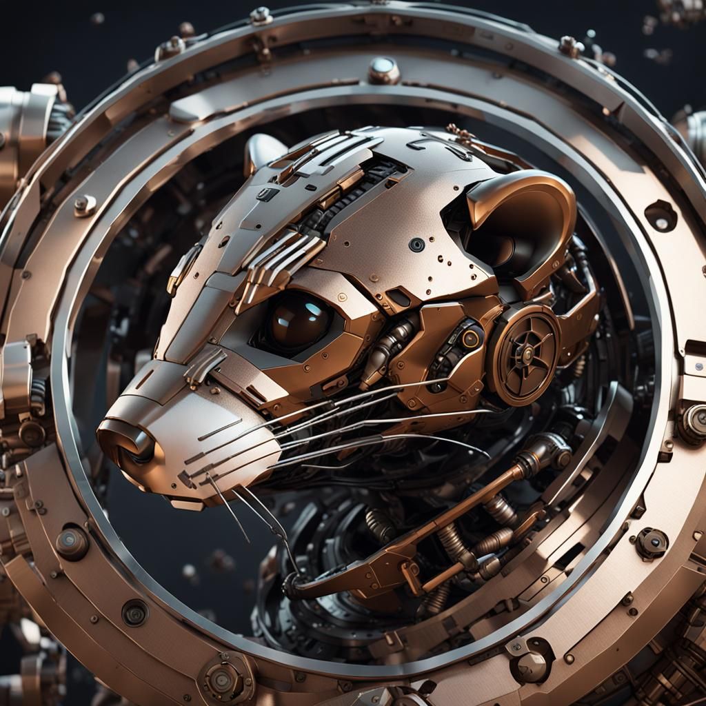 Robotic Ferret with Intricate Mech Details in Sci-Fi Style