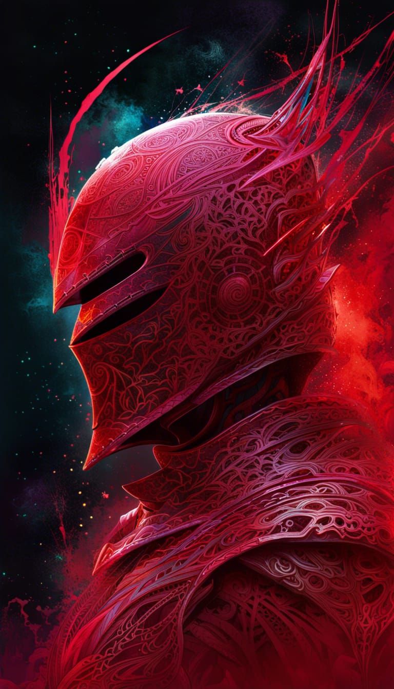 Universe Knight in Ruby Armor Digital Painting