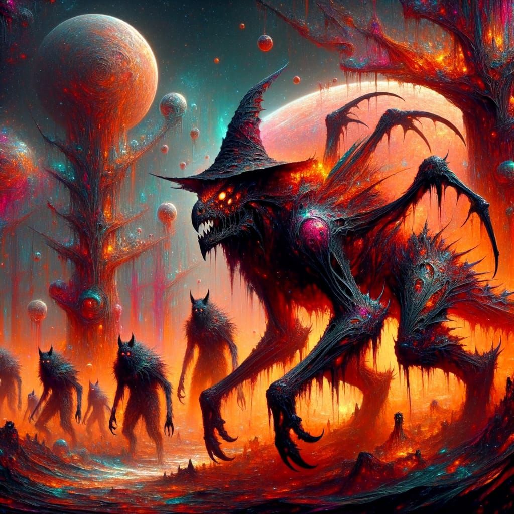 Ethereal Horror in Alien Landscape