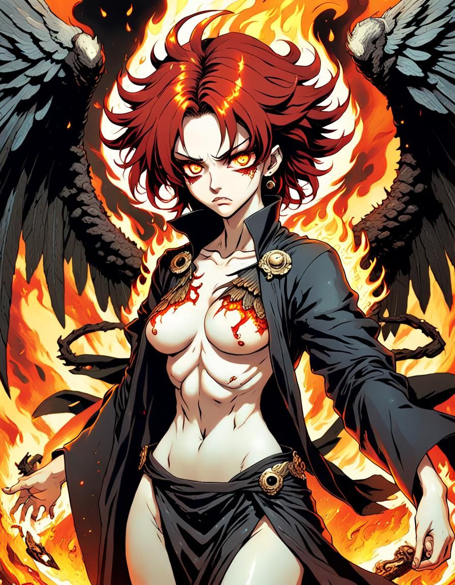 1995’ anime video game by Katsuya Terada , Dan Munford, Mark Brooks, A beautiful, angry, androgynous female fallen angel...