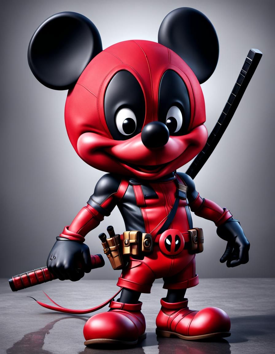 Mickey Mouse as Deadpool in CGI Style