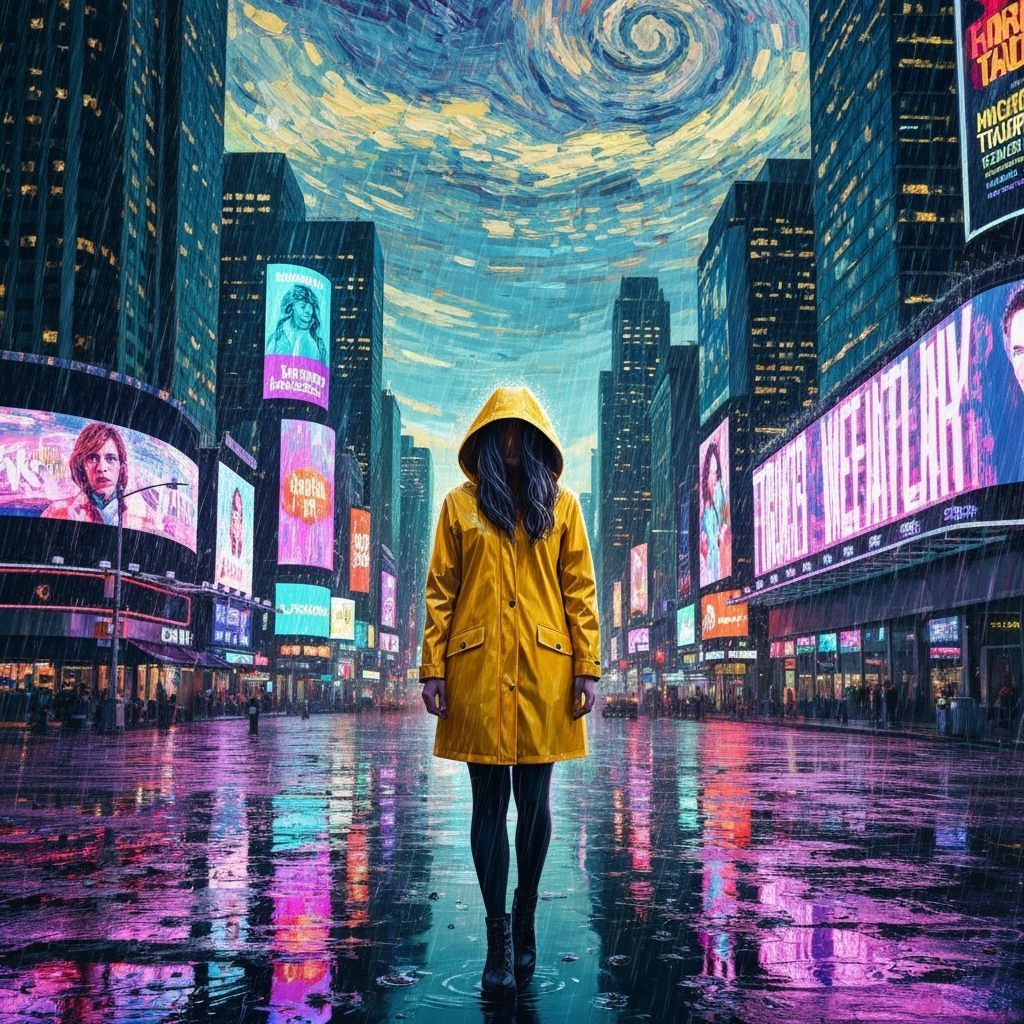 Rainy Cityscape in Impressionistic Style