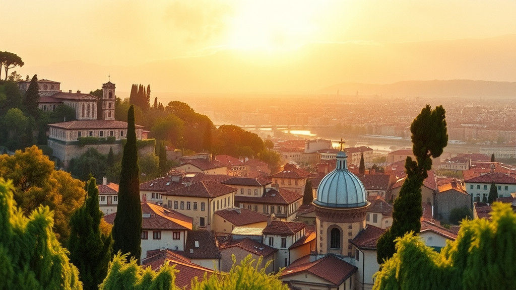 Florence Panorama in Post-Impressionist Watercolor Style