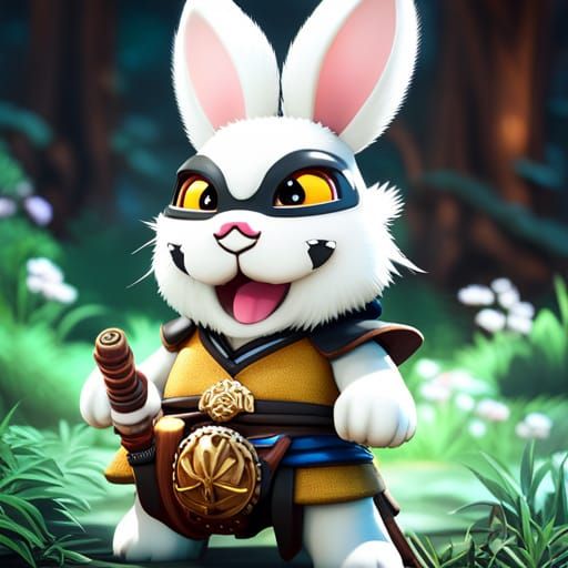 Adorable Anime Samurai Rabbit in 16k Resolution