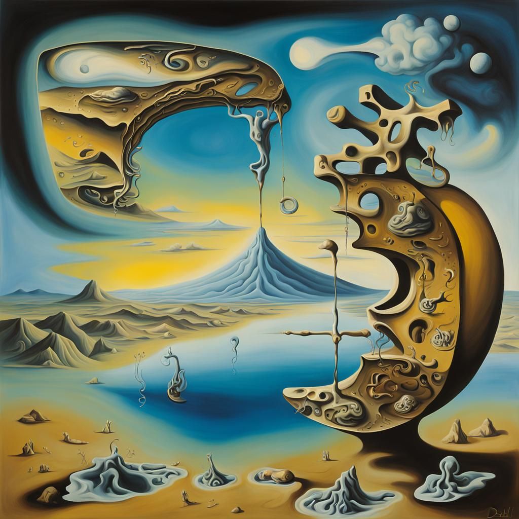 Surreal Schizophrenia Genesis: A Dali-esque Oil Painting
