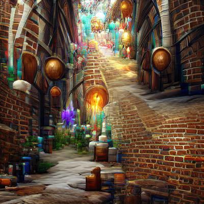 Alchemist's Guild Hall with Potions and Symbols