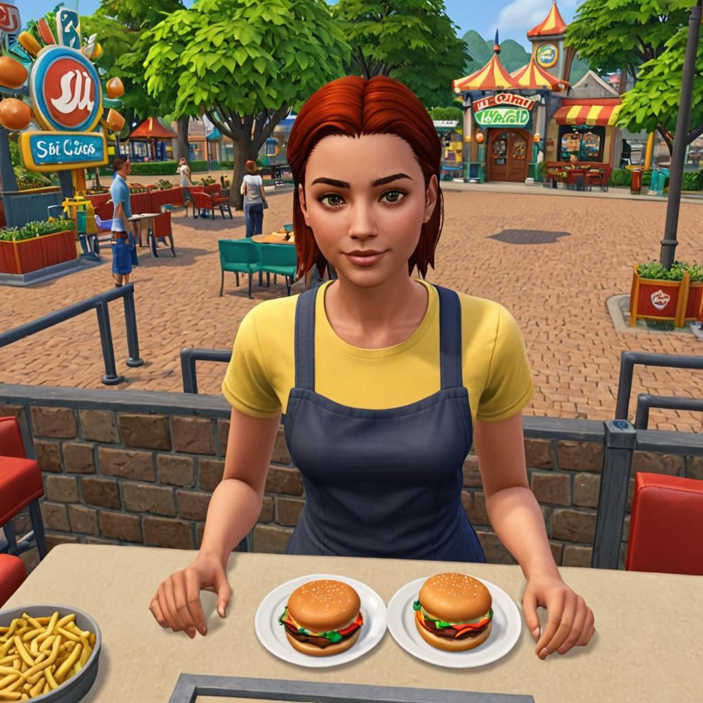 Sims 2 Theme Park Fast Food POV in UHD