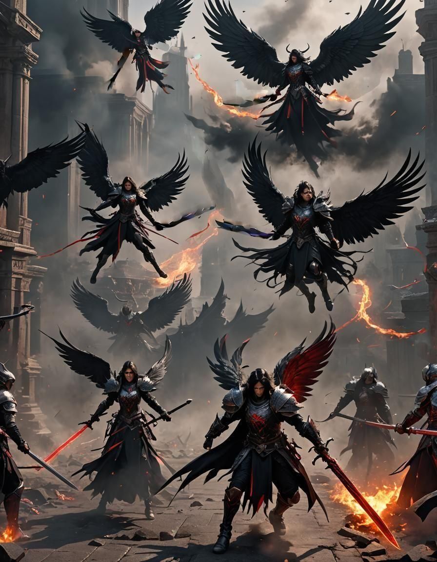 Fallen Angel Warrior Descends from Heaven