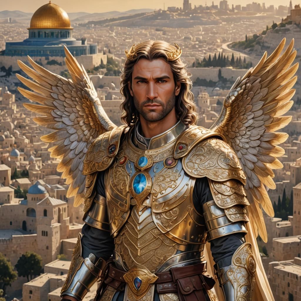 Archangel Uriel Portrait in Hebrew Armor