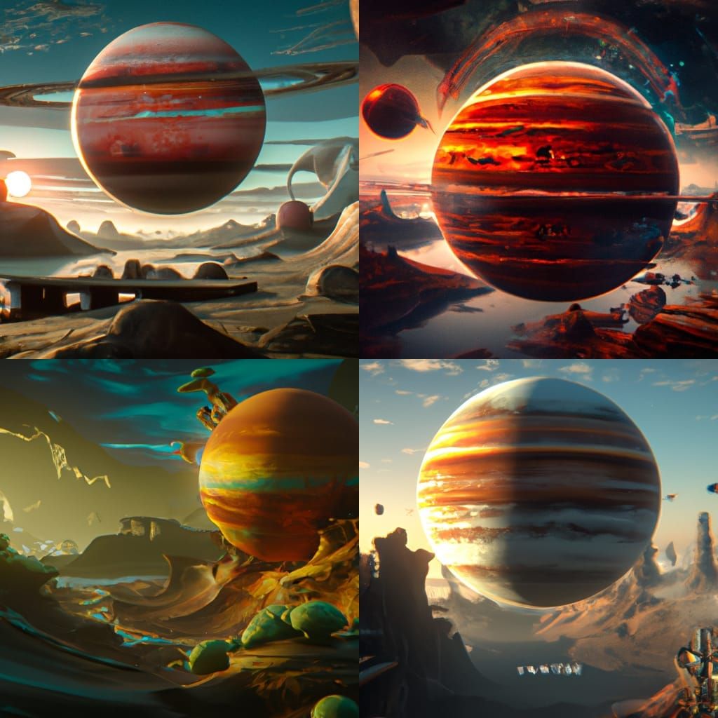 Detailed Matte Painting of Jupiter in Deep Color