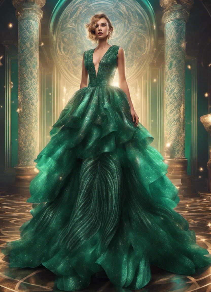 Emerald Sparkle Evening Gown