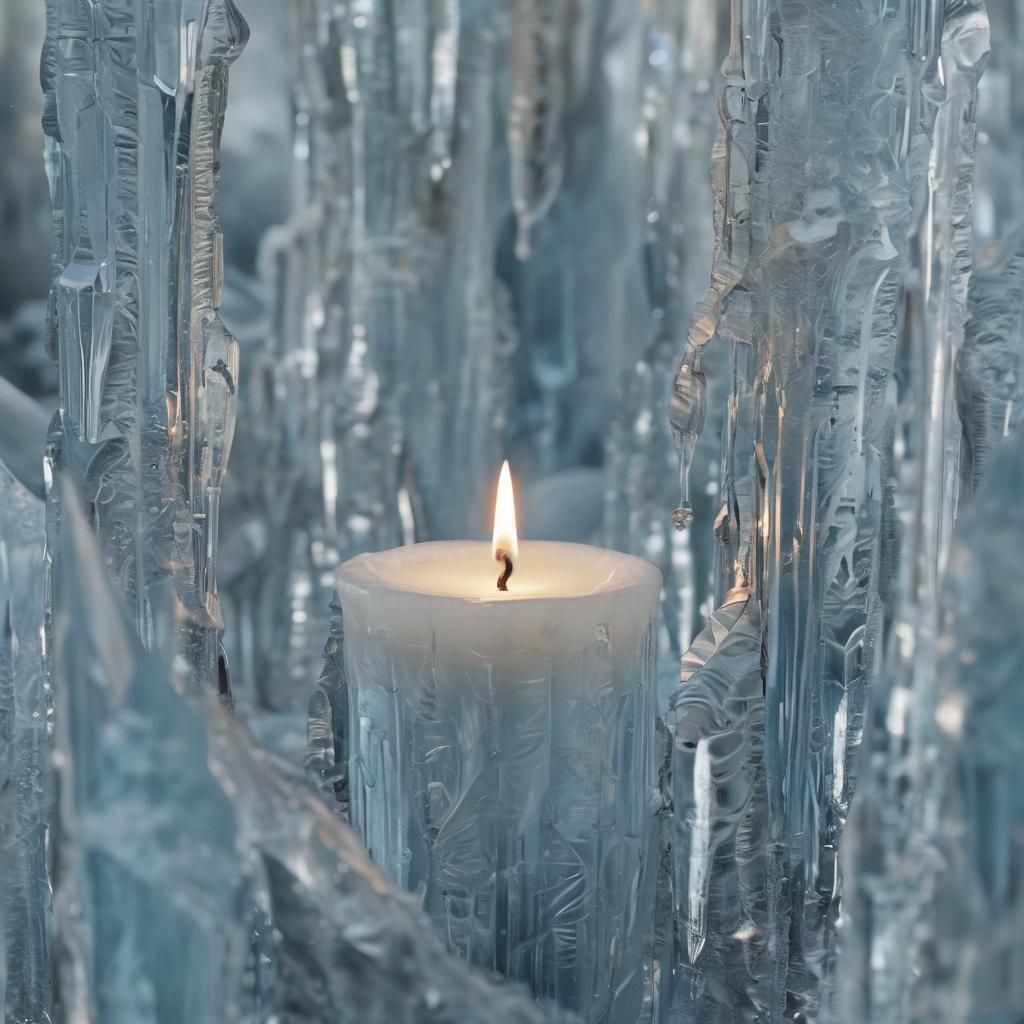 Icy Candle in Crystalline Landscape: Biomechanical Art
