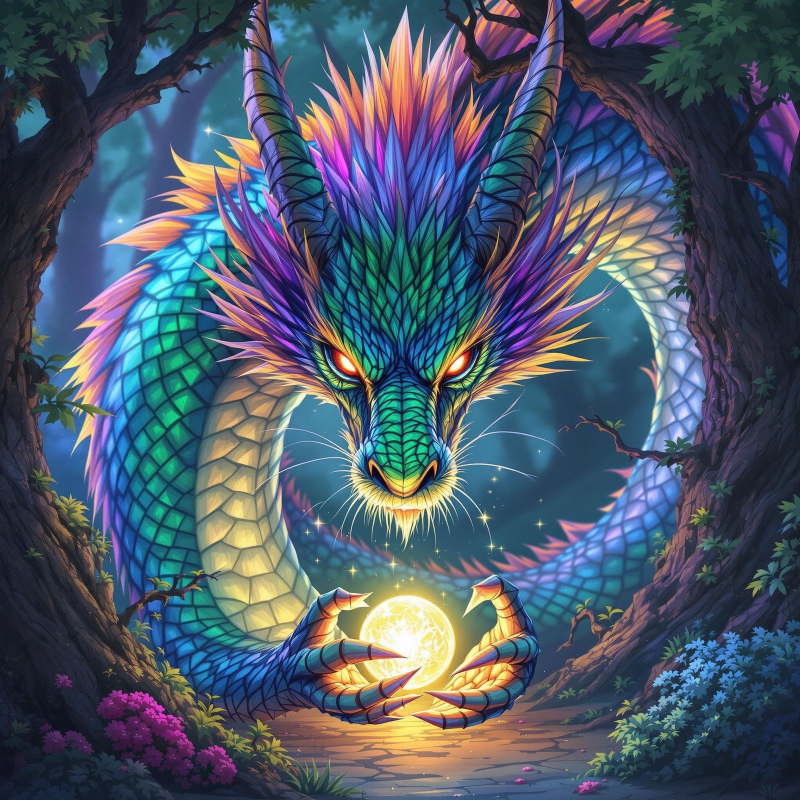 Spectral Dragon Shines with Radiant Orb