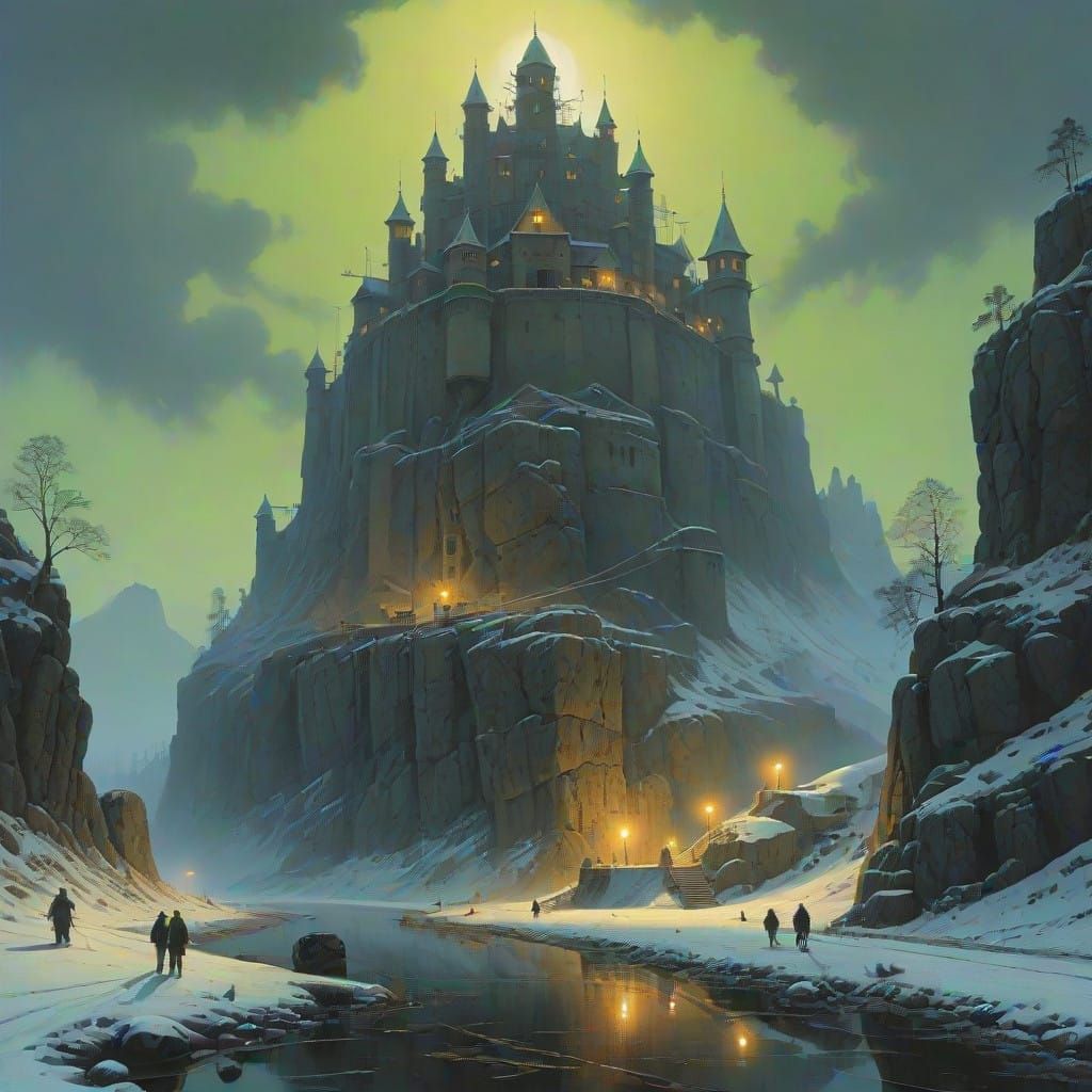 Majestic Citadel Rises from Colossal Mountain in Fantasy Lan...