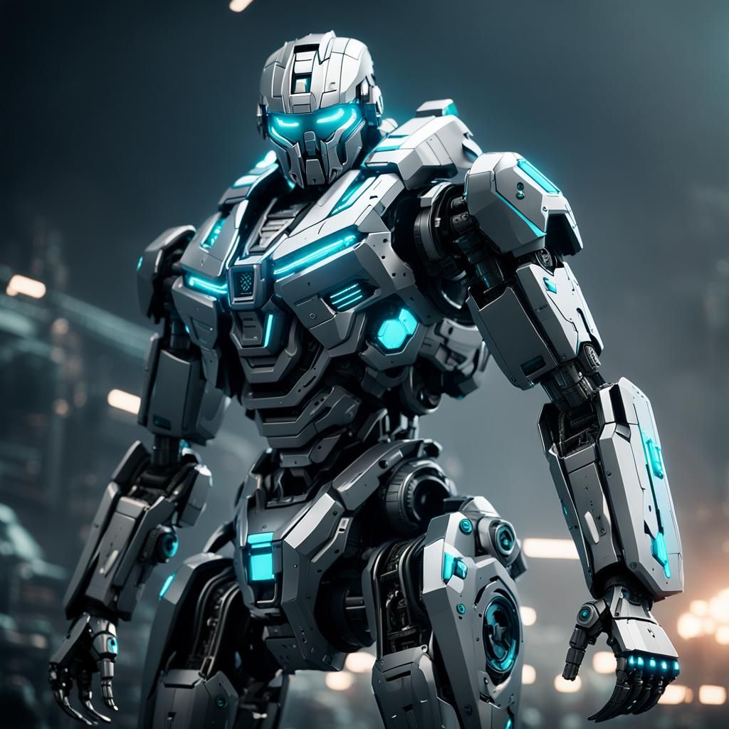 Futuristic Spartan Mech in Sci-Fi Scene