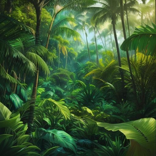 Lush African Jungle: Oil Painting in Triadic Colors