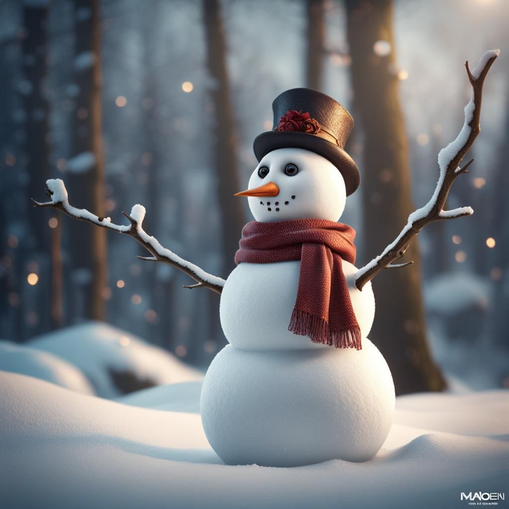 Hyperrealistic Living Snowman Portrait in HD