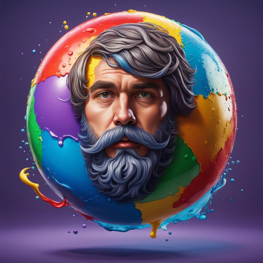 Bearded Beach Ball in Splash Art Style