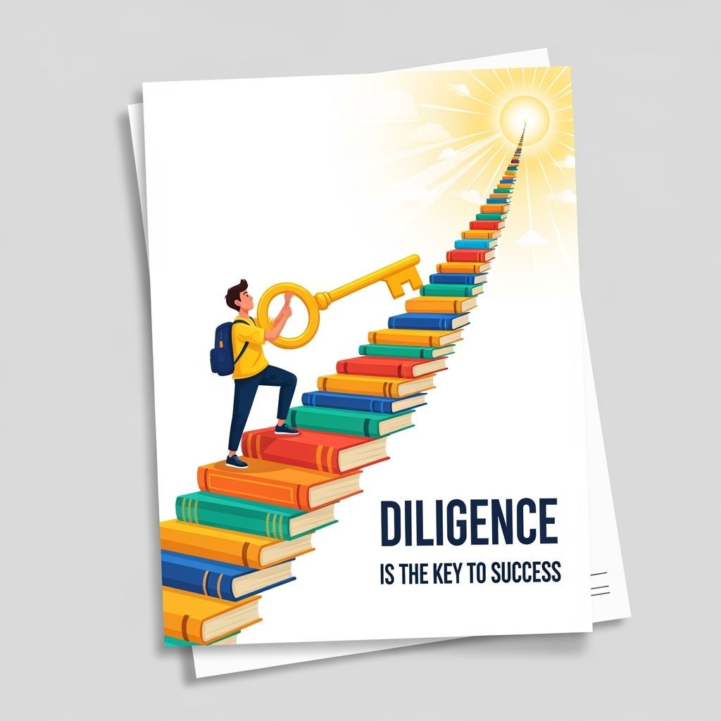 Kazakh Teenager Ascends Book Staircase Holding Key to Succes...