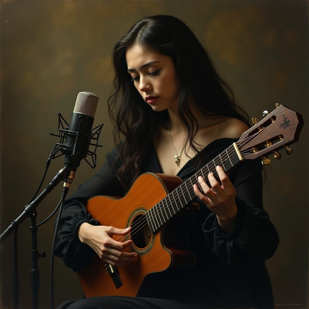 Mysterious Musician in Ethereal Atmosphere