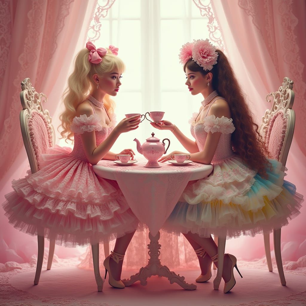 Whimsical Sissy Girls Host Lavish Tea Party in Pastel Hues