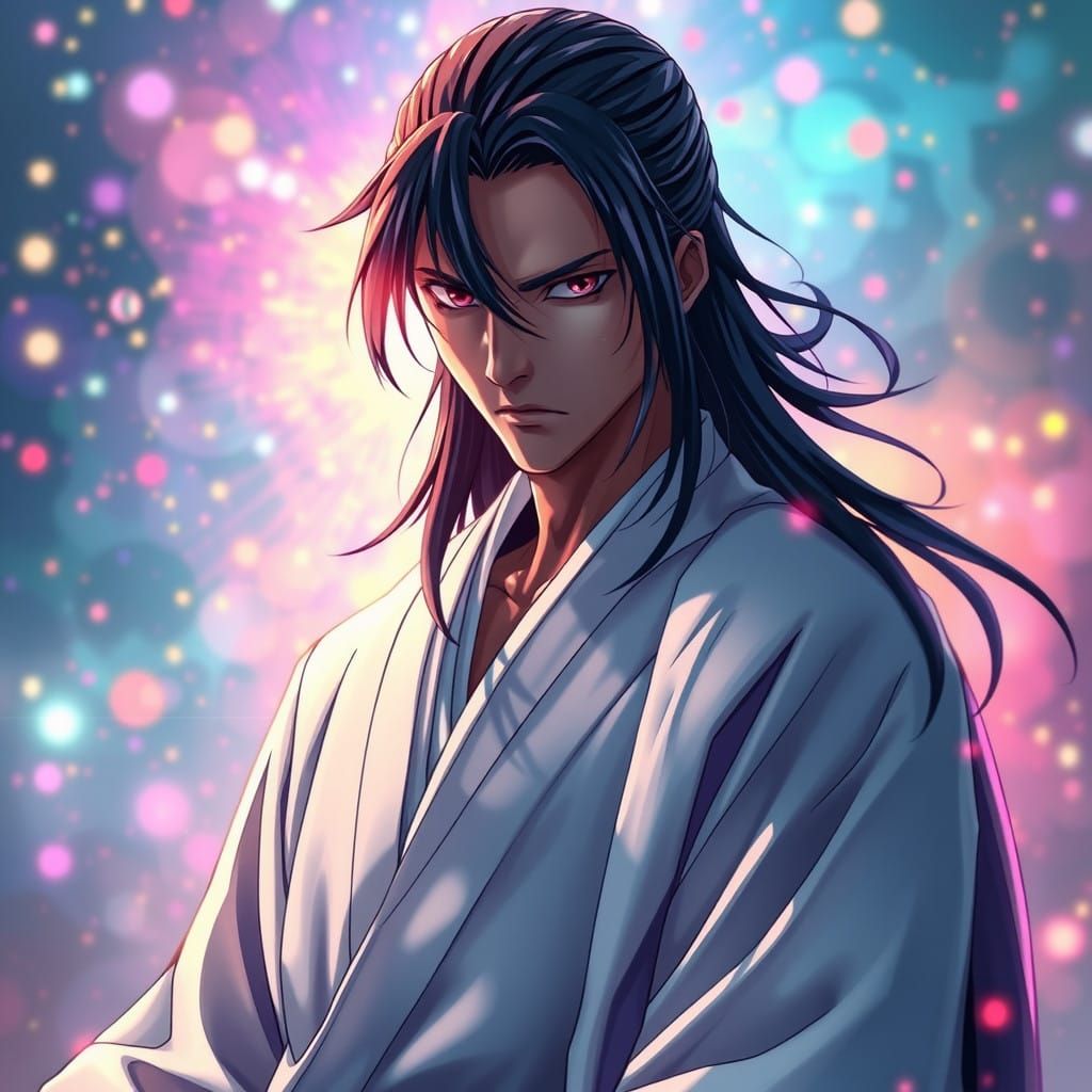 Haunting Portrait of Byakuya Kuchiki in Hyperrealistic Style