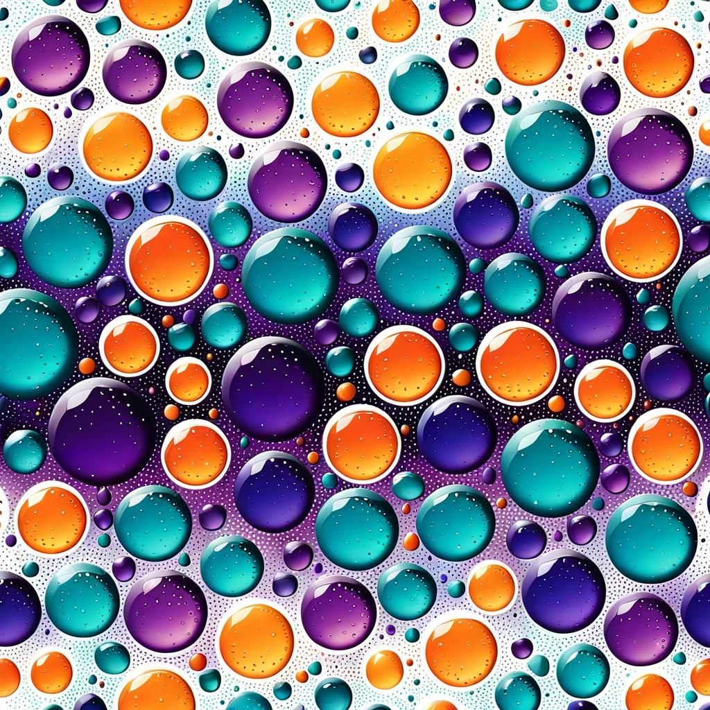 Abstract Pointillist Geometric Shapes with Colorful Drops