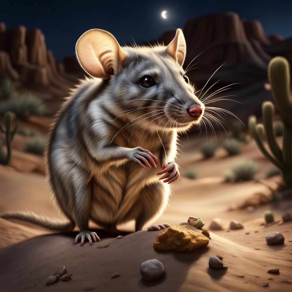 Desert Pack Rat at Night: Ultra Realistic Image