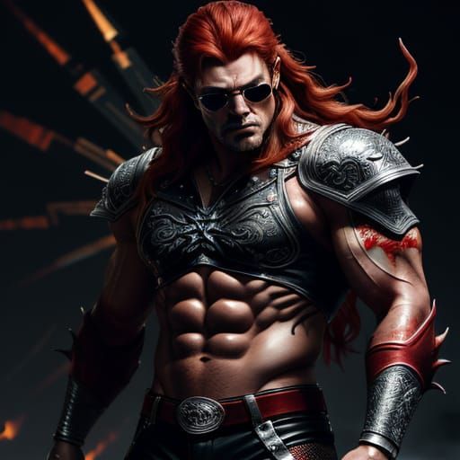 Hyper-Realistic Demonic Wrestler Action Figure in Red Leathe...